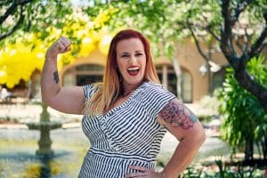 Tattooed mom, strong woman